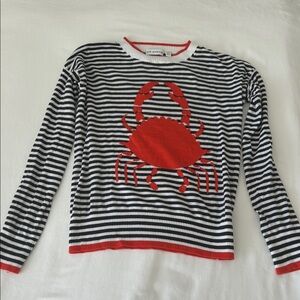 525 America Navy Striped Sweater with Red Crab XS